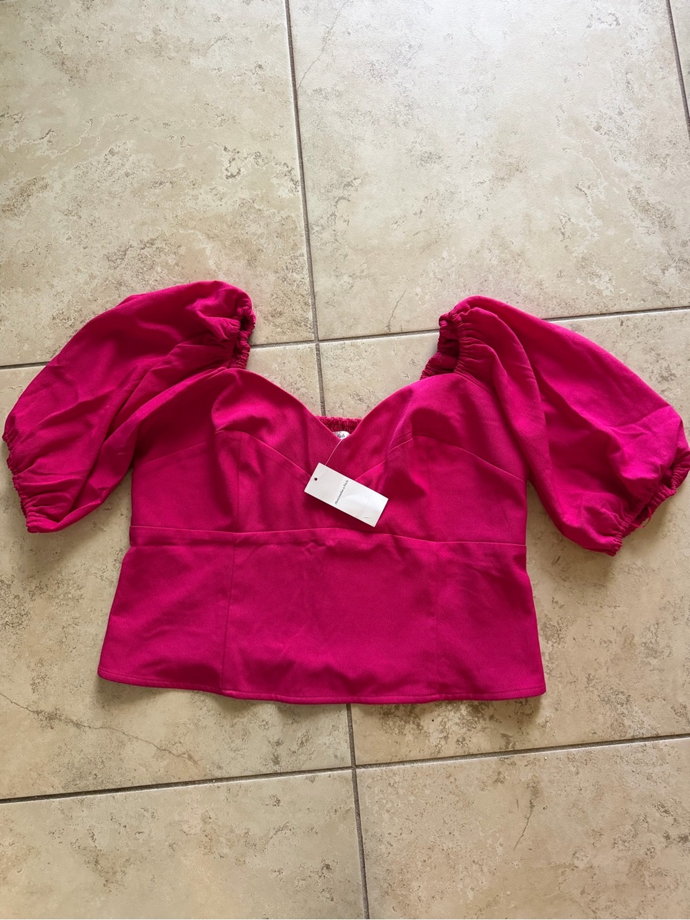 Abercrombie & Fitch Pink Puff Sleeve Top Size Large NWT